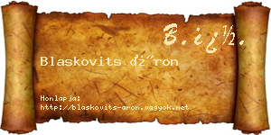 Blaskovits Áron névjegykártya